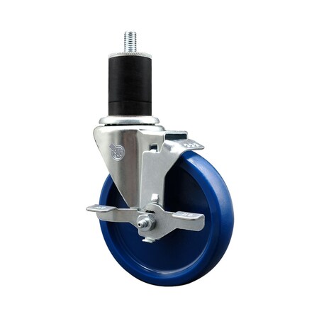 Service Caster 5'' Solid Poly Swivel 1-3/4'' Expanding Stem Caster with Brake SCC-EX20S514-SPUS-TLB-134